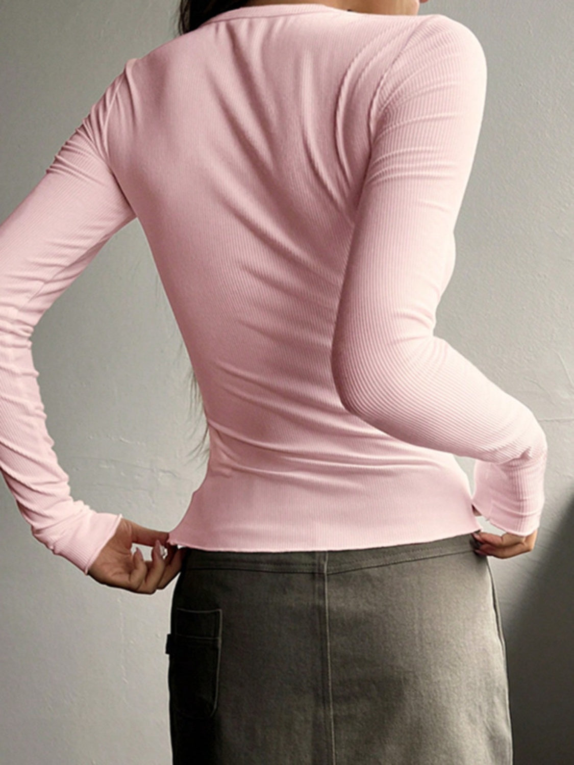 Half Button Long Sleeve T-Shirt-Trendsi-JipsiJunk
