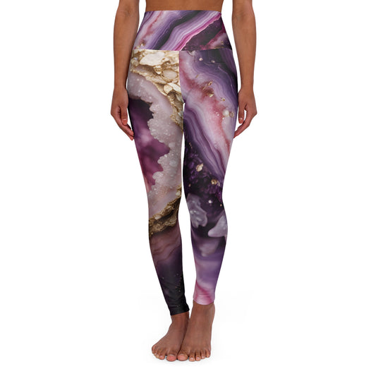 PINK HIGH WAISTED ALL OVER PRINT GEODE YOGA PANTS-All Over Prints-Printify-JipsiJunk