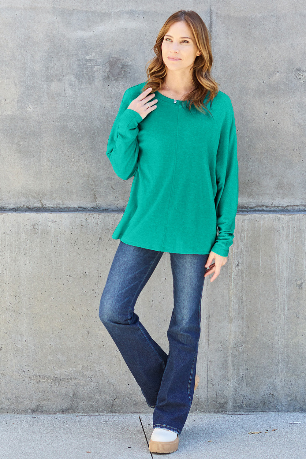 Double Take Full Size Round Neck Long Sleeve T-Shirt-Trendsi-JipsiJunk