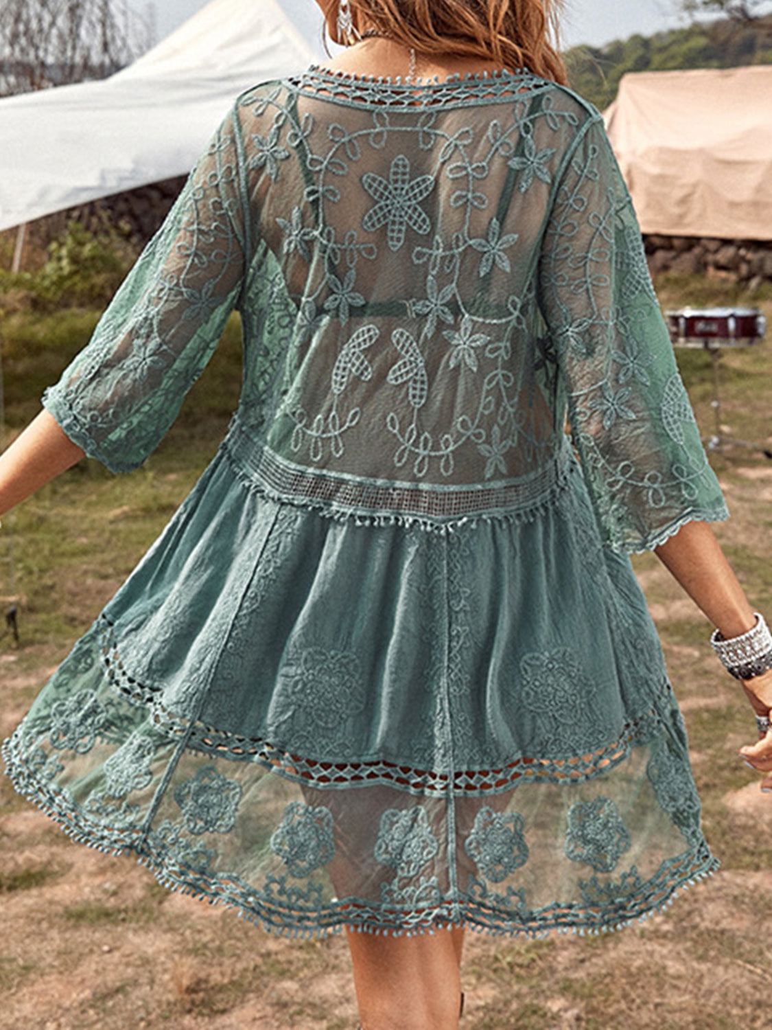 Lace Detail Plunge Cover-Up Dress-Trendsi-JipsiJunk
