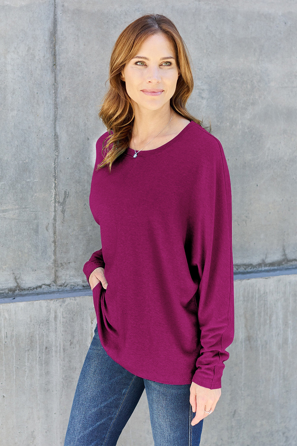Double Take Full Size Round Neck Long Sleeve T-Shirt-Trendsi-JipsiJunk