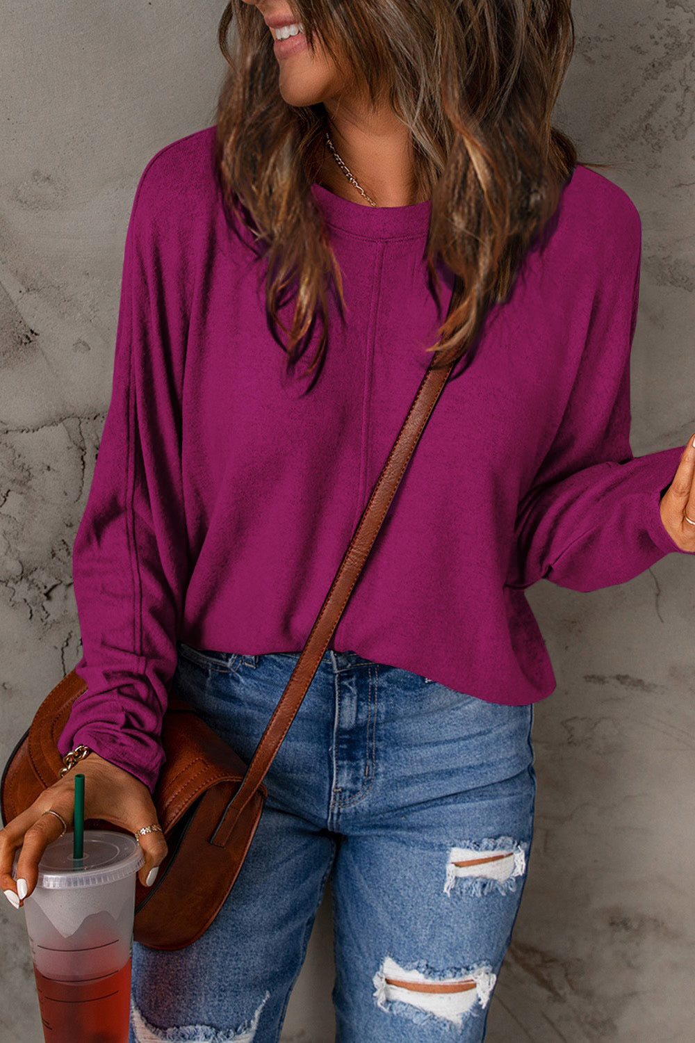 Double Take Full Size Round Neck Long Sleeve T-Shirt-Trendsi-JipsiJunk