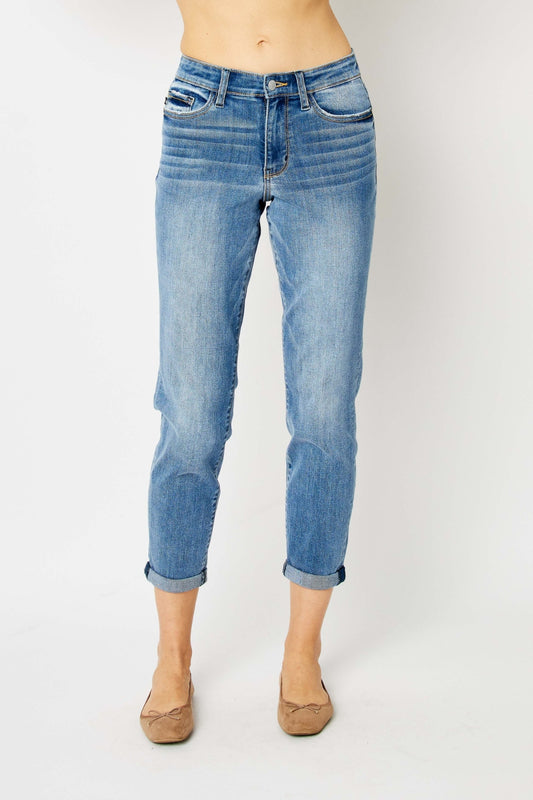 Judy Blue Full Size Cuffed Hem Slim Jeans-Trendsi-JipsiJunk