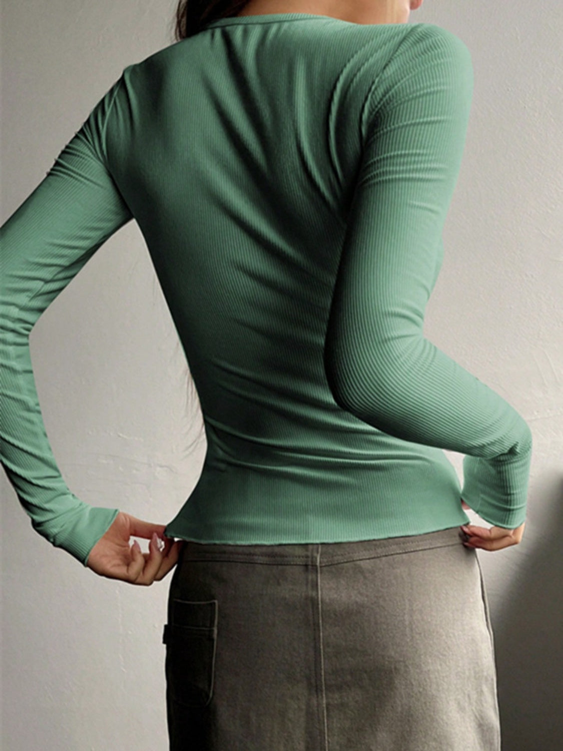 Half Button Long Sleeve T-Shirt-Trendsi-JipsiJunk