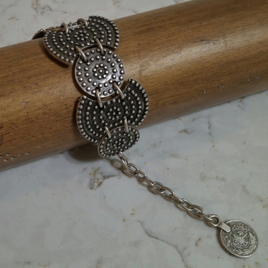 TURKISH SILVER DOTTED COIN CUFF BRACELET-BRACELETS-JipsiJunk-JipsiJunk