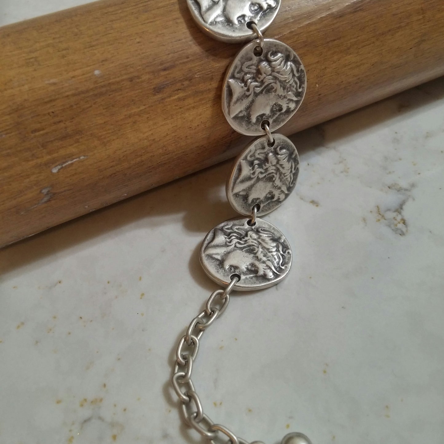 VINTAGE COIN TURKISH SILVER CHARM BRACELET-BRACELETS-JipsiJunk-JipsiJunk