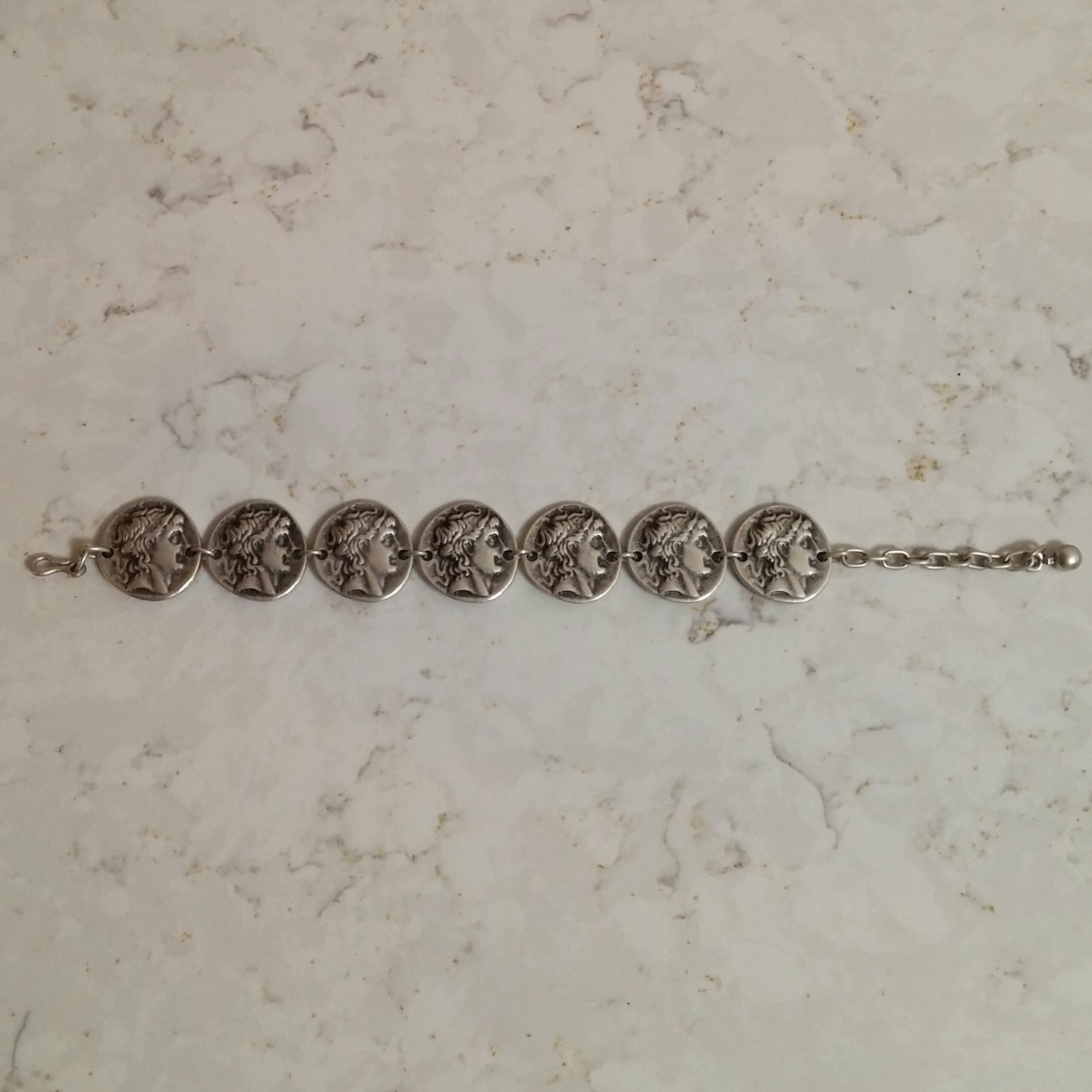 VINTAGE COIN TURKISH SILVER CHARM BRACELET-BRACELETS-JipsiJunk-JipsiJunk