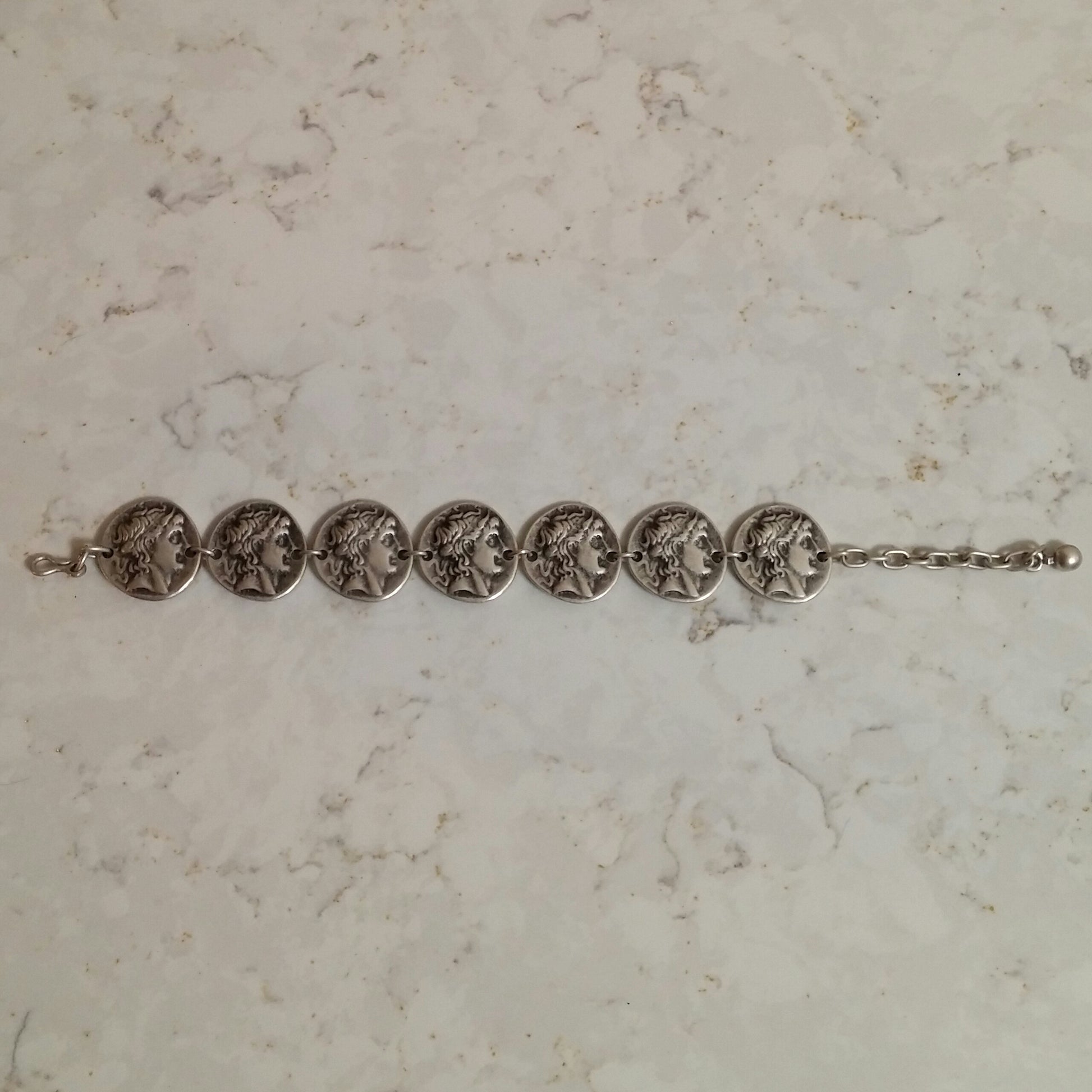 VINTAGE COIN TURKISH SILVER CHARM BRACELET-BRACELETS-JipsiJunk-JipsiJunk