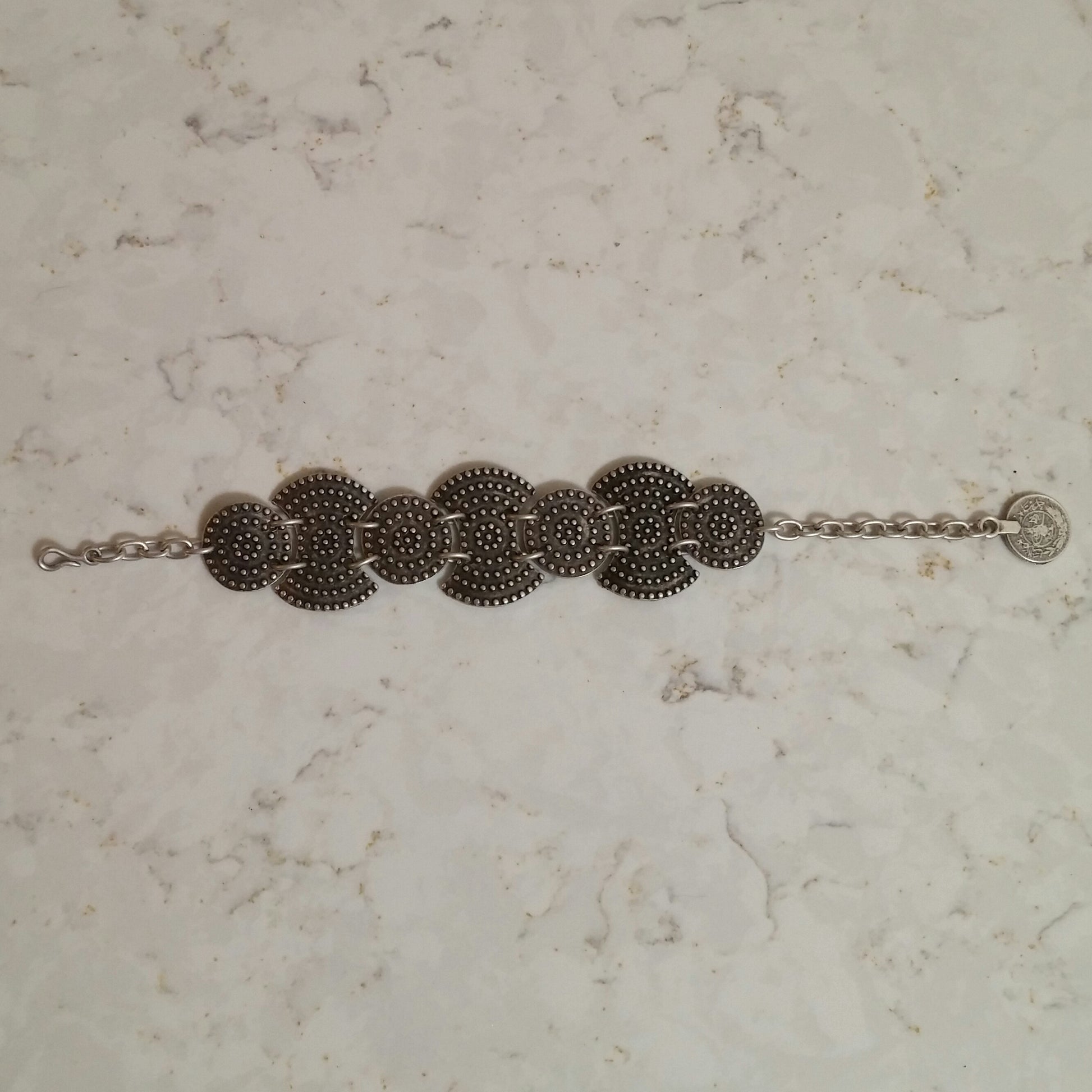TURKISH SILVER DOTTED COIN CUFF BRACELET-BRACELETS-JipsiJunk-JipsiJunk
