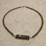 CHATOYANT PYRAMID CUT LABRADORITE RECTANGULAR BAR CHOKER NECKLACE-NECKLACES-Jipsi Junk-JipsiJunk
