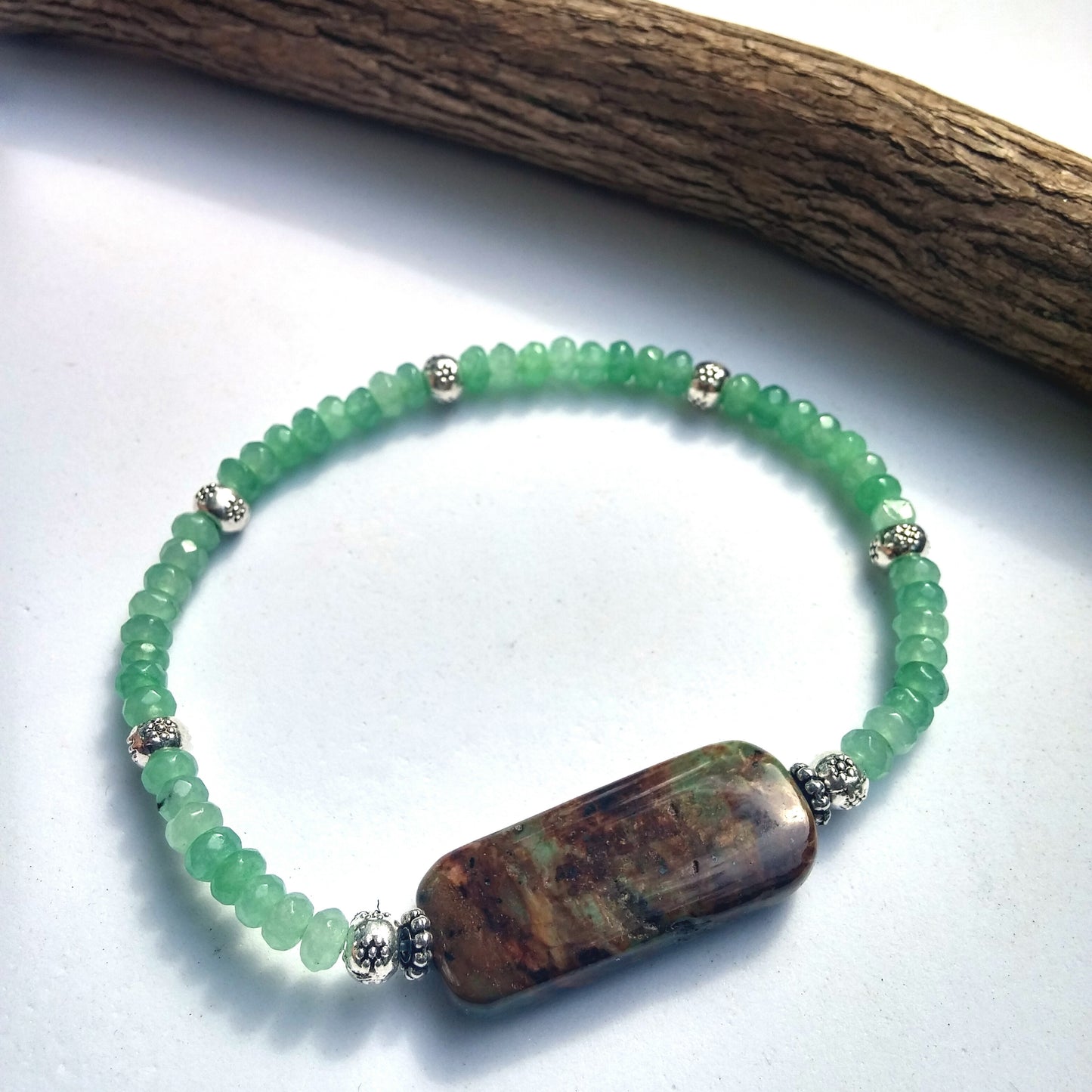 AFRICAN GREEN OPAL AND JADE STACKABLE BRACELET-BRACELETS-JipsiJunk-JipsiJunk