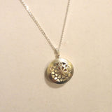 CUTOUT FLOWER COIN LOCKET AND AROMATHERAPY DIFFUSER NECKLACE WITH STERLING SILVER FLAT LINK CHAIN-NECKLACES-Jipsi Junk-JipsiJunk