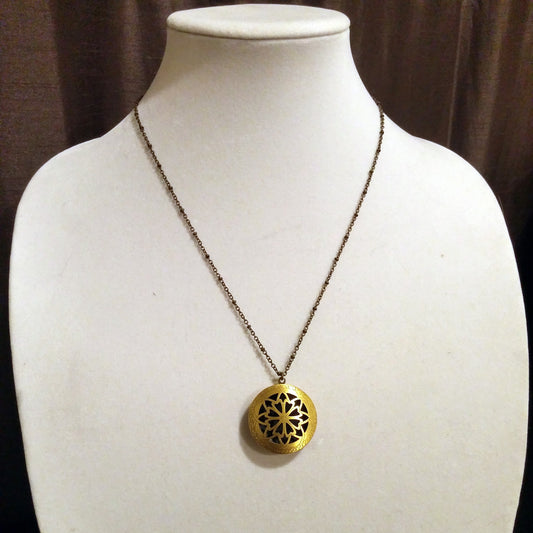 CUTOUT FLOWER COIN LOCKET AND AROMATHERAPY DIFFUSER-NECKLACES-JipsiJunk-JipsiJunk