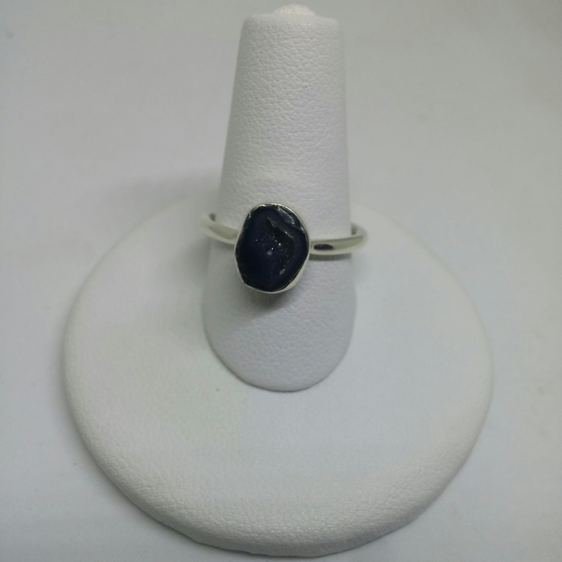 FREEFORM DRUZY GEODE TINY GEM RING IN STERLING SILVER-RINGS-Jipsi Junk-JipsiJunk