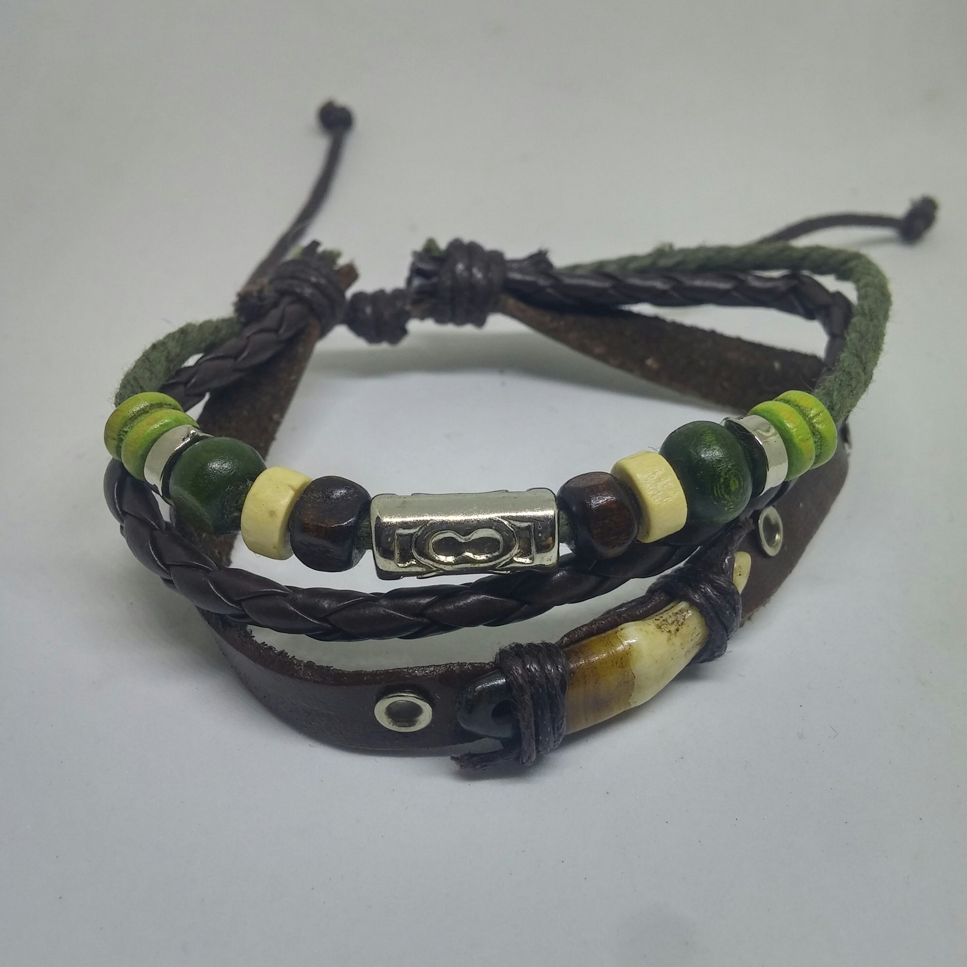 ECLECTIC BEAD AND BONE LEATHER LAYERED BRACELET-BRACELETS-Jipsi Junk-JipsiJunk