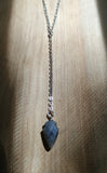 LABRADORITE TINY SHIELD LARIAT NECKLACE-NECKLACES-Jipsi Junk-JipsiJunk