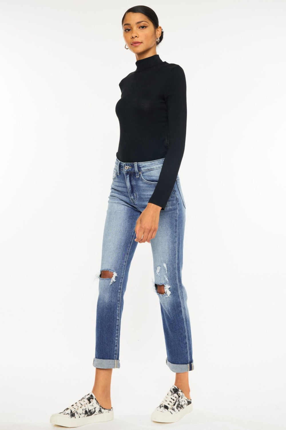 Kancan High Waist Distressed Hem Detail Cropped Straight Jeans-Trendsi-JipsiJunk