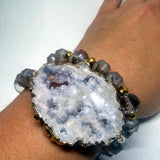 DOUBLE WRAP ELECTROPLATED DRUZY AND CRYSTAL BRACELET-BRACELETS-Jipsi Junk-JipsiJunk