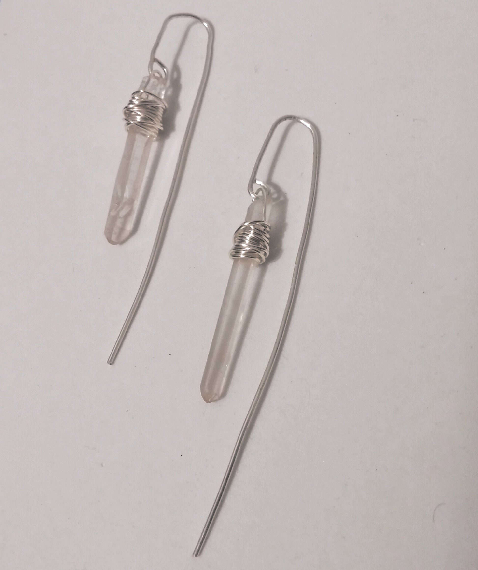 HANDMADE QUARTZ CRYSTAL EARRINGS WITH ELEGANT OVERSIZED FRENCH EAR WIRES-EARRINGS-Jipsi Junk-JipsiJunk