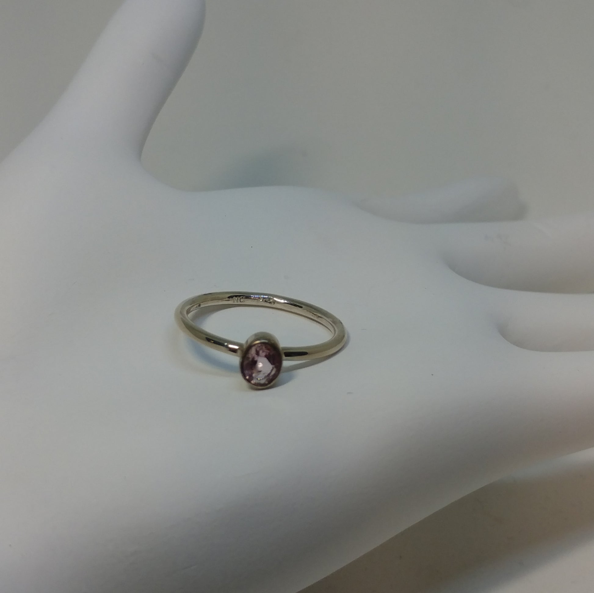 PINK TOURMALINE OVAL TINY GEM RING IN STERLING SILVER-RINGS-Jipsi Junk-JipsiJunk