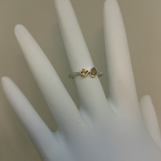 CITRINE AND ETHIOPIAN OPAL ADJUSTABLE RING IN STERLING SILVER-RINGS-Jipsi Junk-JipsiJunk