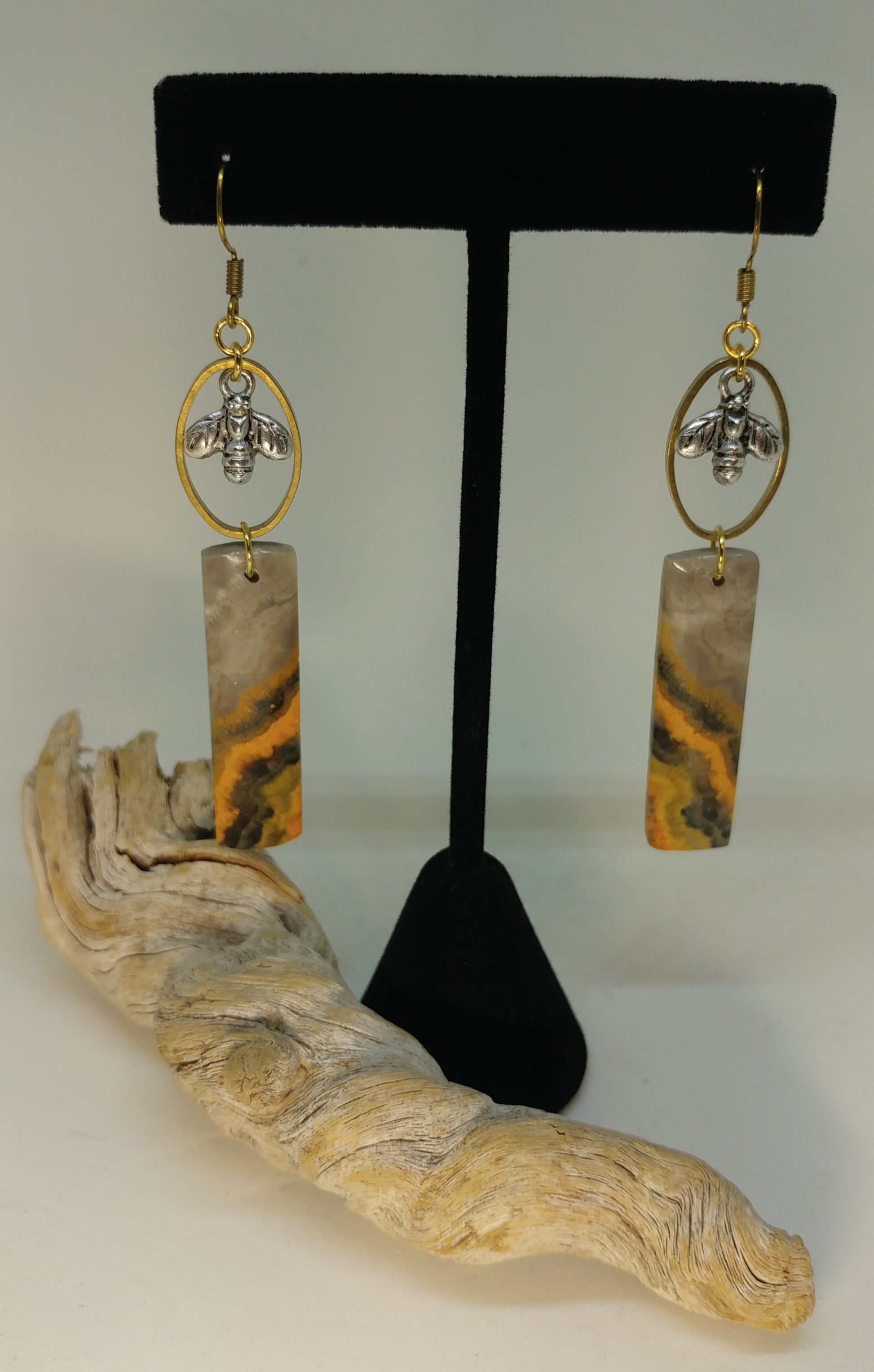 BUMBLEBEE JASPER BEEKEEPER EARRINGS-EARRINGS-Jipsi Junk-JipsiJunk