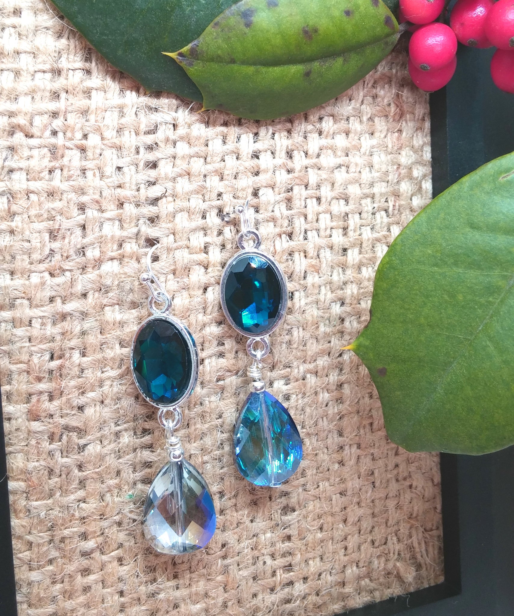 DRAMATIC EVENING CRYSTAL DROP EARRINGS-earrings-JipsiJunk-JipsiJunk