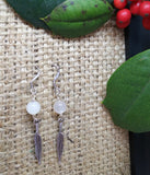 GRADE A MOONSTONE AND FEATHER DROP EARRINGS-EARRINGS-JipsiJunk-JipsiJunk