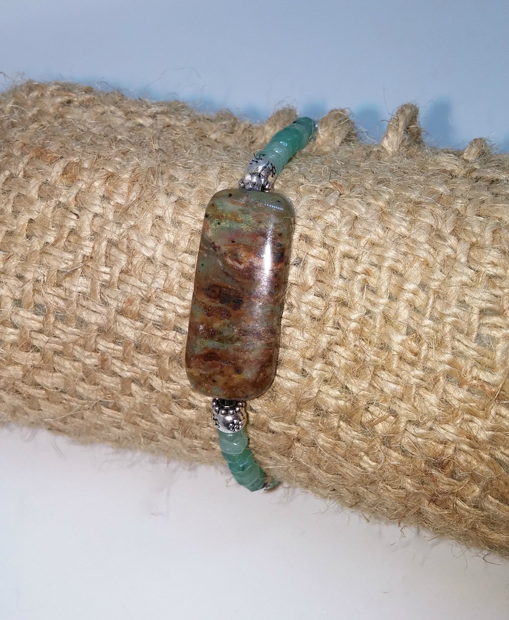 AFRICAN GREEN OPAL AND JADE STACKABLE BRACELET-BRACELETS-JipsiJunk-JipsiJunk