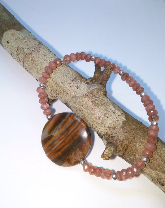 WOOD OPALITE AND JADE STACKABLE STRETCH BRACELET-BRACELETS-JipsiJunk-JipsiJunk