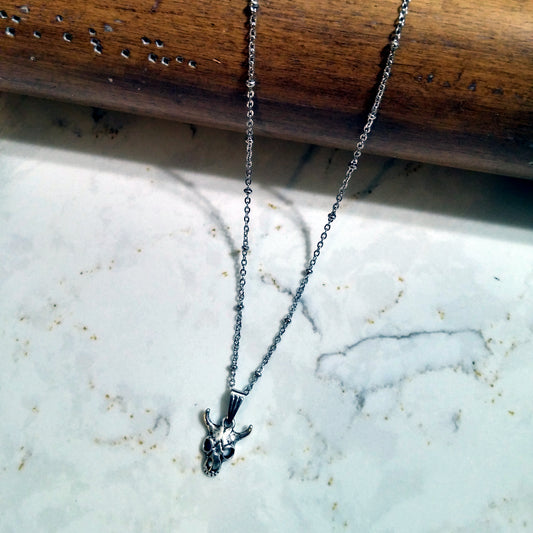 COW SKULL NECKLACE-NECKLACES-Jipsi Junk-JipsiJunk