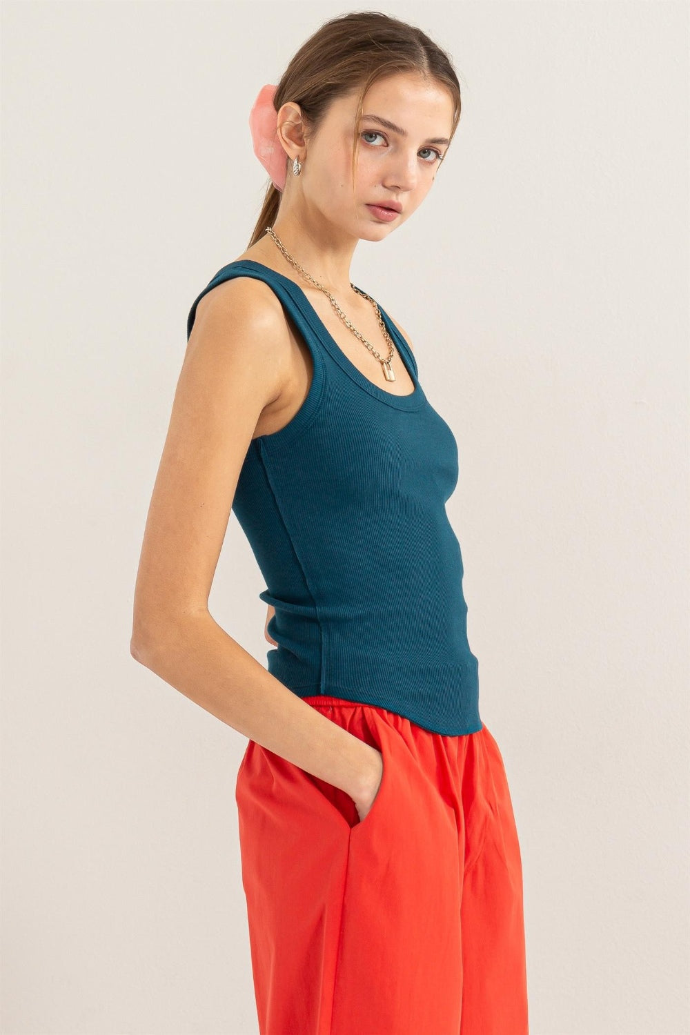 HYFVE Ribbed Scoop Neck Racerback Tank-Tops-Trendsi-JipsiJunk
