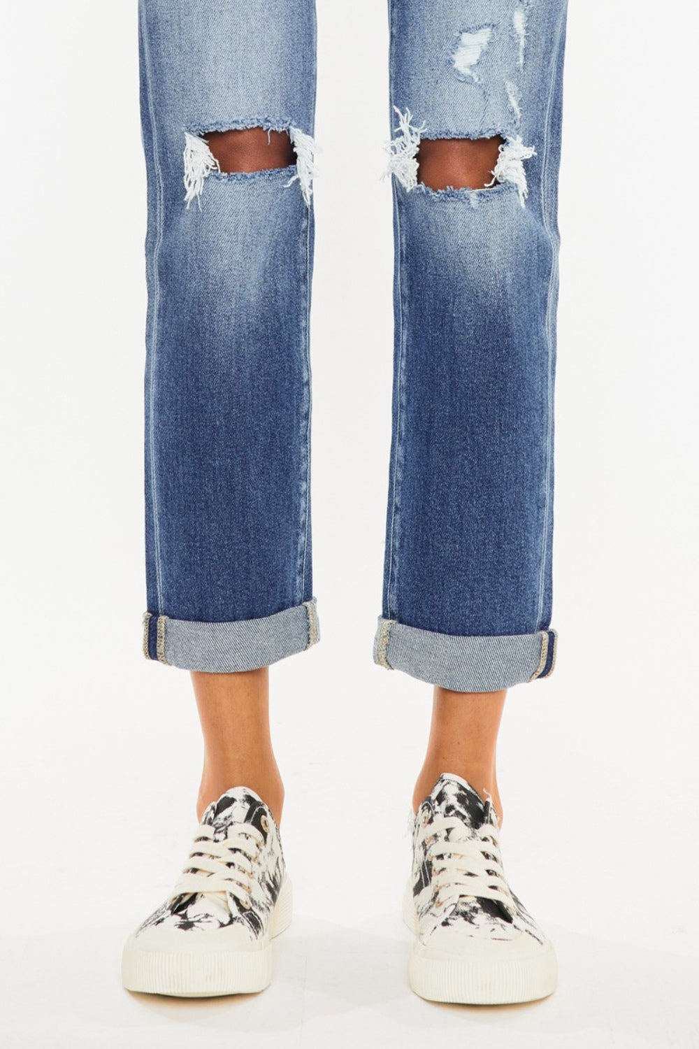 Kancan High Waist Distressed Hem Detail Cropped Straight Jeans-Trendsi-JipsiJunk