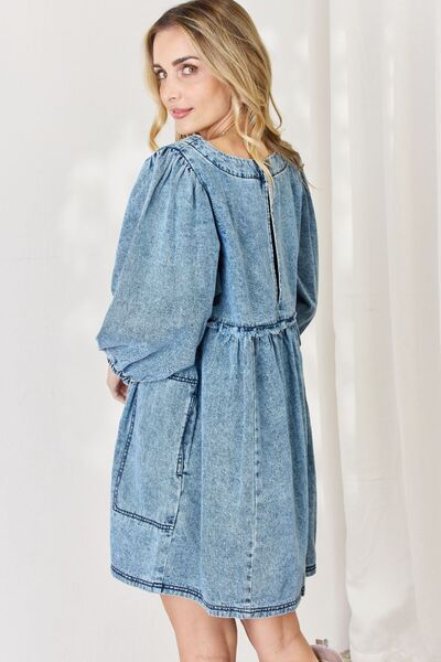 HEYSON Full Size Oversized Denim Babydoll Dress-Trendsi-JipsiJunk