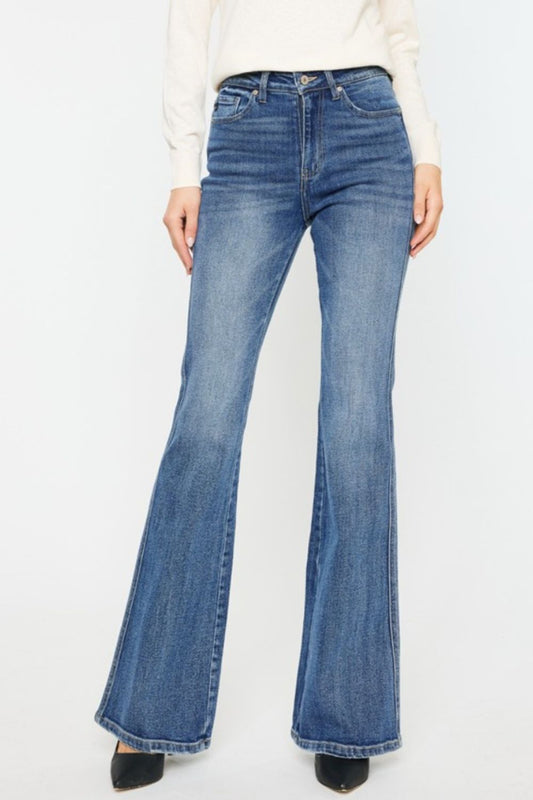 Kancan Cat's Whiskers High Waist Flare Jeans-bottoms-Trendsi-JipsiJunk