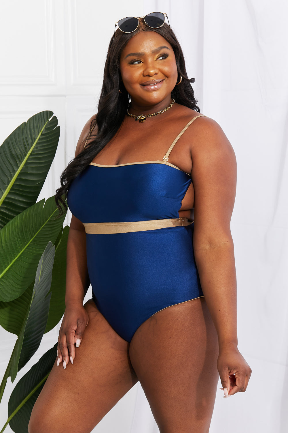 Marina West Swim Wave Break Contrast Trim One-Piece-Swimwear-Trendsi-JipsiJunk