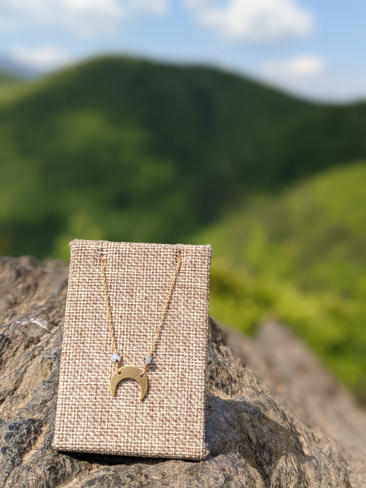 MOONSTONE CRESCENT CHOKER-NECKLACES-Jipsi Junk-JipsiJunk