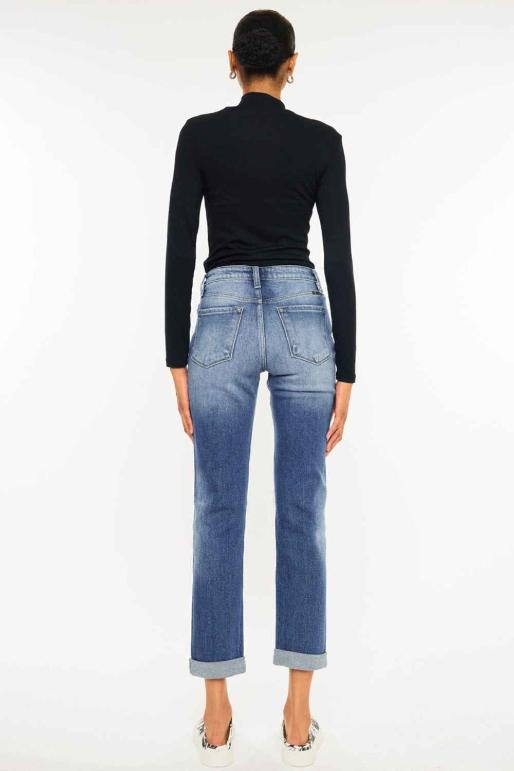 Kancan High Waist Distressed Hem Detail Cropped Straight Jeans-Trendsi-JipsiJunk
