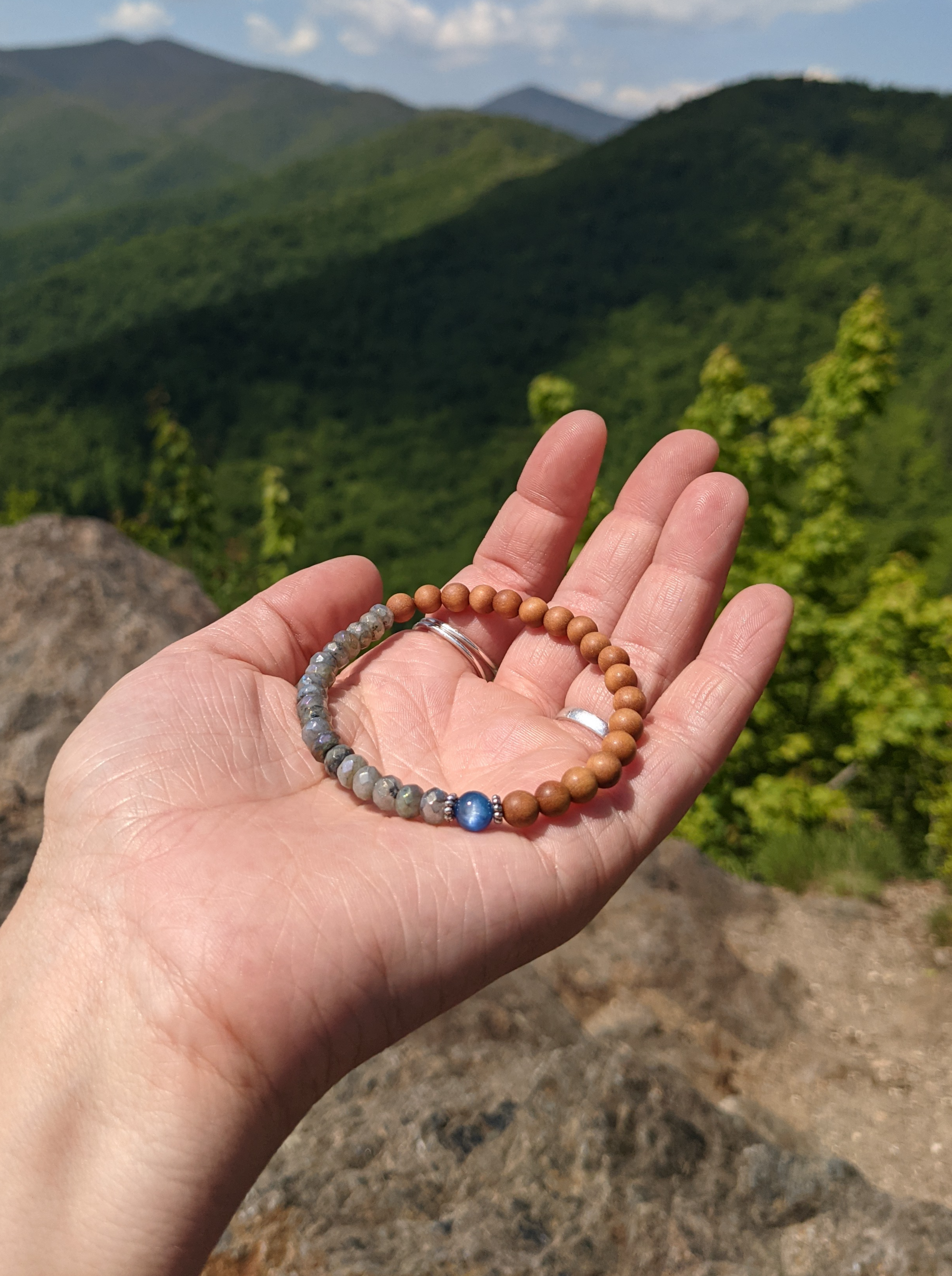 AURA BRACELET WITH KYANITE, LABRADORITE AND SANDALWOOD-BRACELETS-Jipsi Junk-JipsiJunk