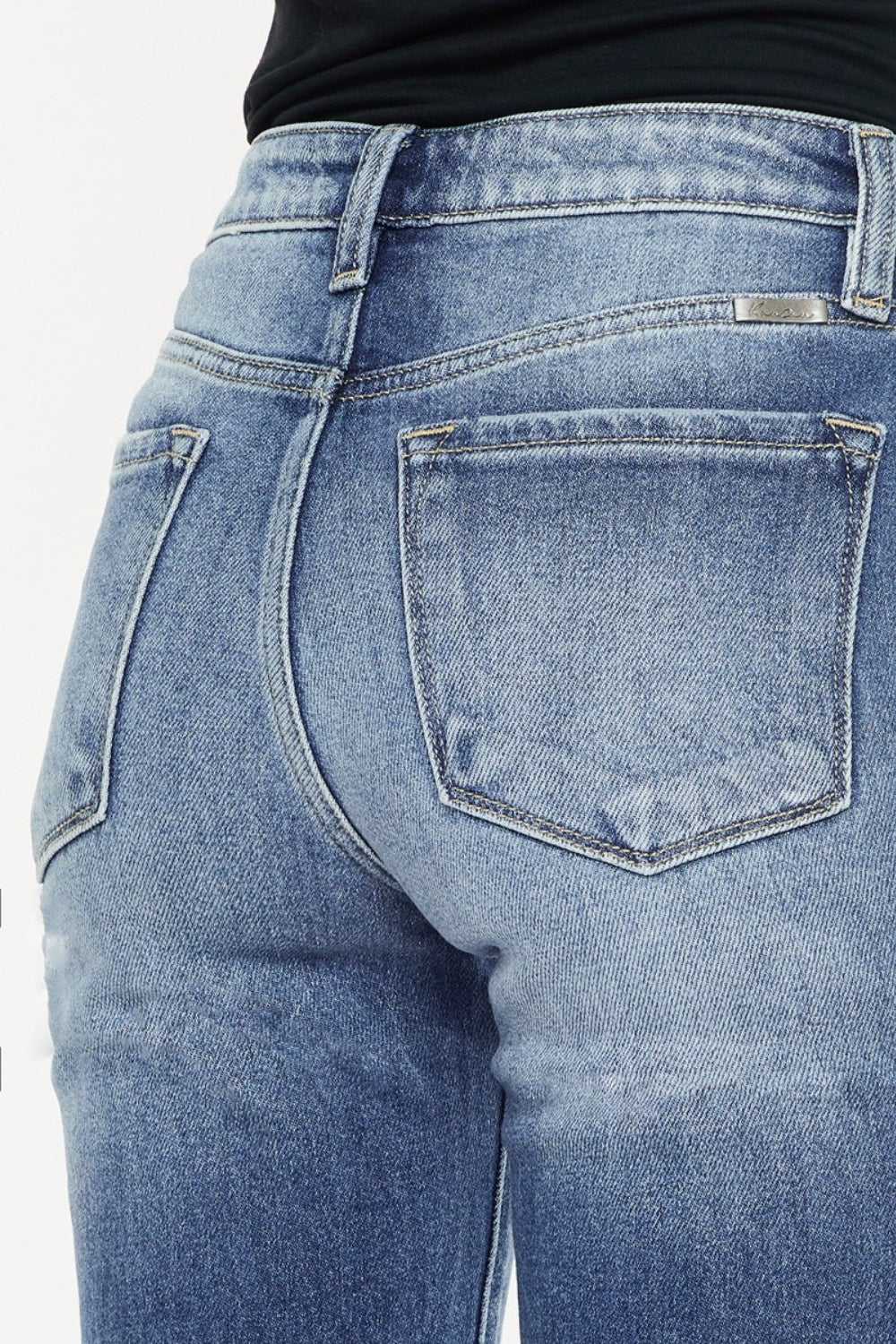 Kancan High Waist Distressed Hem Detail Cropped Straight Jeans-Trendsi-JipsiJunk