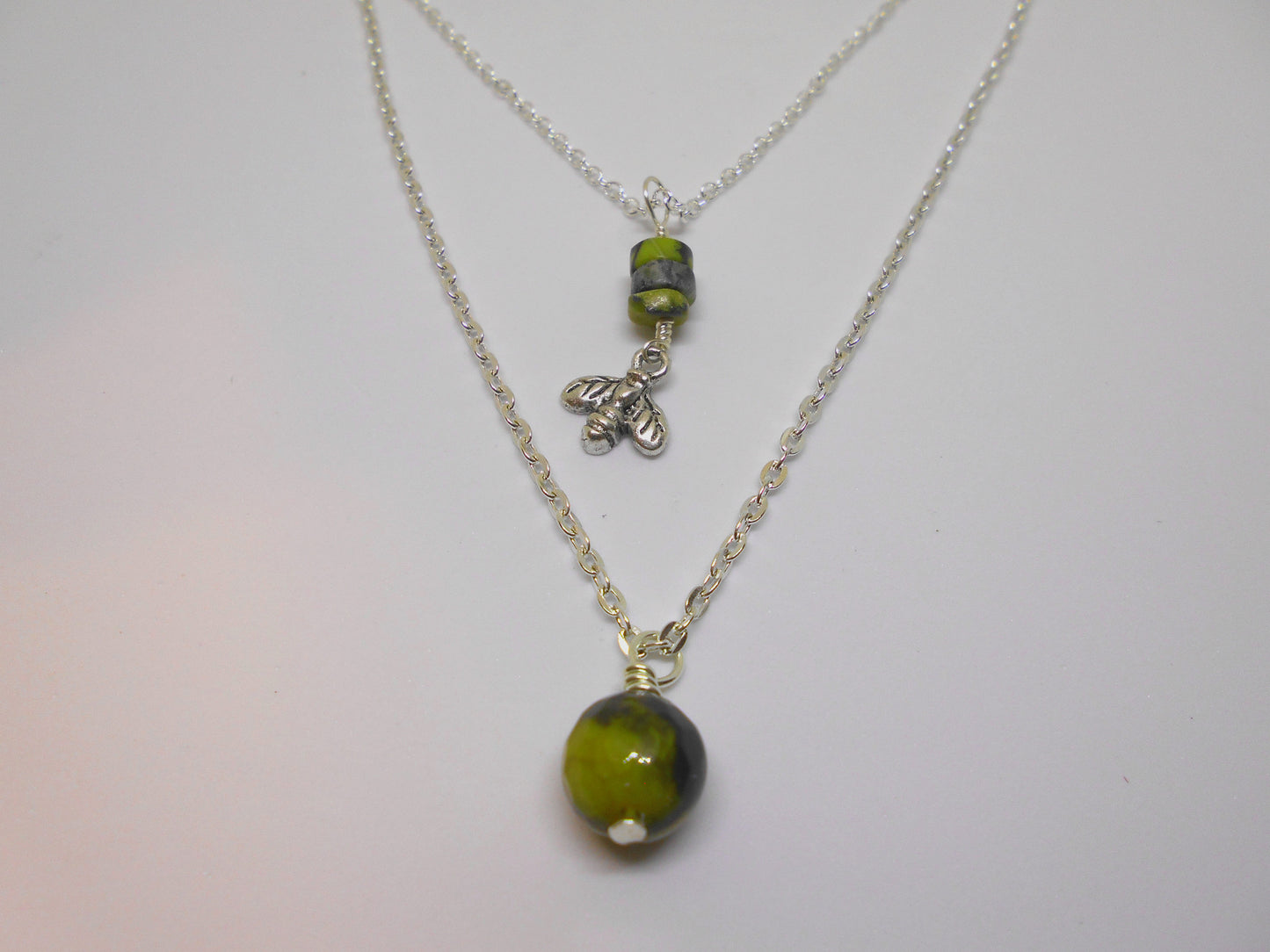 YELLOW TURQUOISE AND CRACKED AGATE HONEY BEE TWO TIER NECKLACE-NECKLACES-JipsiJunk-JipsiJunk