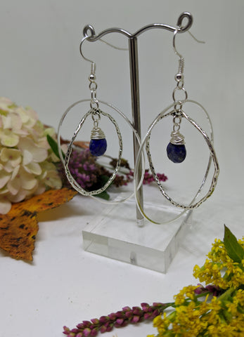 ORBITAL LAPIS LAZULI DROP HOOPS-EARRINGS-Jipsi Junk-JipsiJunk