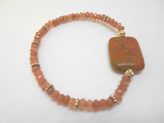 RED CHERRY CREEK JASPER AND JADE STACKABLE STRETCH BRACELET-BRACELETS-JipsiJunk-JipsiJunk