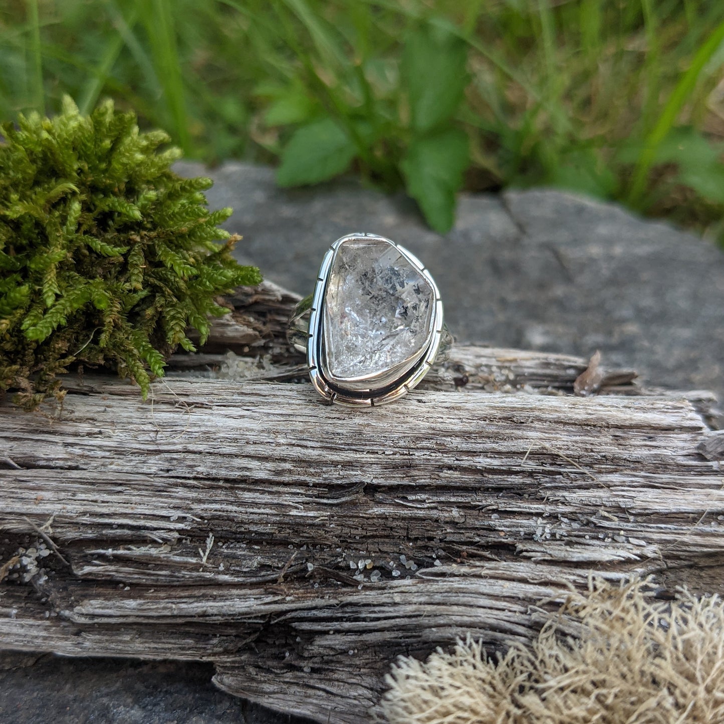 ROUGH HERKIMER DIAMOND RING IN STERLING SILVER-RINGS-Jipsi Junk-JipsiJunk