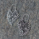 SILVER PAISLEY FILIGREE EARRINGS WITH AQUAMARINE GEMSTONES-EARRINGS-Jipsi Junk-JipsiJunk
