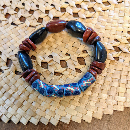 AFRICAN RECYCLED GLASS AND UPCYCLED GEMSTONE BEADED BRACELET-BRACELETS-Jipsi Junk-JipsiJunk