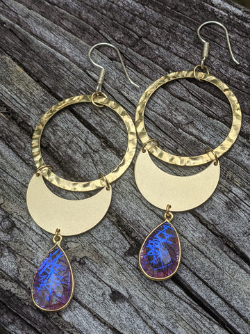 IRIDESCENT PINK AND BLUE RUTILE EARRINGS-Earrings-Jipsi Junk-JipsiJunk