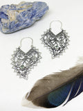 SILVER PAISLEY FILIGREE EARRINGS WITH AQUAMARINE GEMSTONES-EARRINGS-Jipsi Junk-JipsiJunk