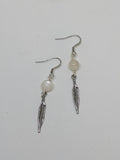 GRADE A MOONSTONE AND FEATHER DROP EARRINGS-EARRINGS-JipsiJunk-JipsiJunk