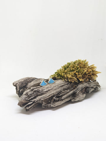 BEZELED TURQUOUSE FAN STUDS IN STERLING SILVER-EARRINGS-Jipsi Junk-JipsiJunk